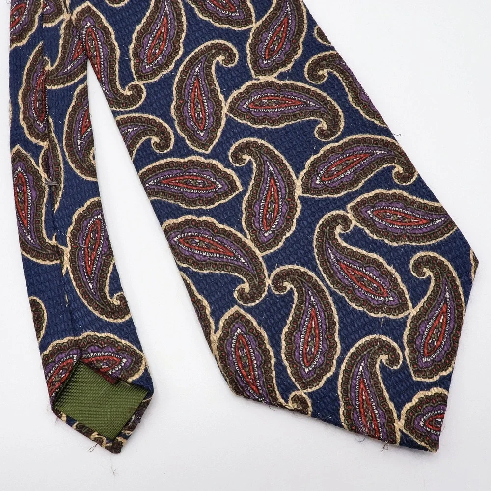Chaps Ralph Lauren Tie Mens Paisley Silk Blue Imported Fabric